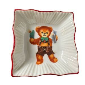 Reutter Porzellan Germany Trinket‎ Dish Small Bear In Dirndl 2.5” READ
